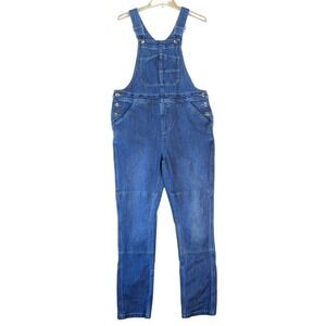 Blue Mountain Womens Denim Bib Overalls Double Knee Straight Leg Small